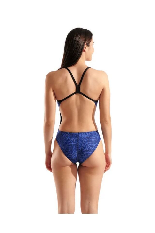 Arena W Snake Skin Swimsuit Challenge Bayan Yüzücü Mayo Lacivert/Mavi 010156200