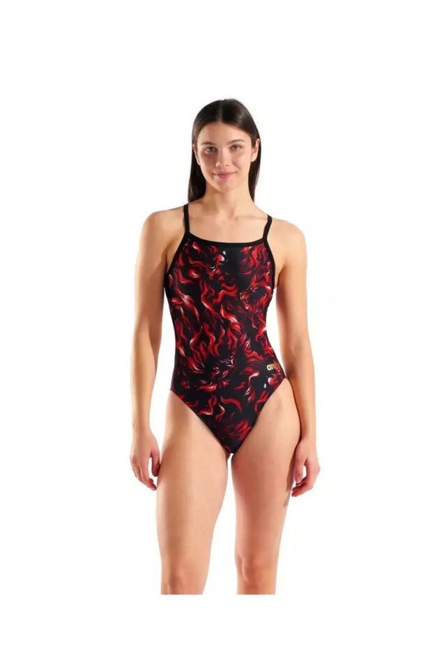 Arena Women's Graphic Swimsuit Challenge Back Bayan Yüzücü Mayo Siyah/Desenli 010656550