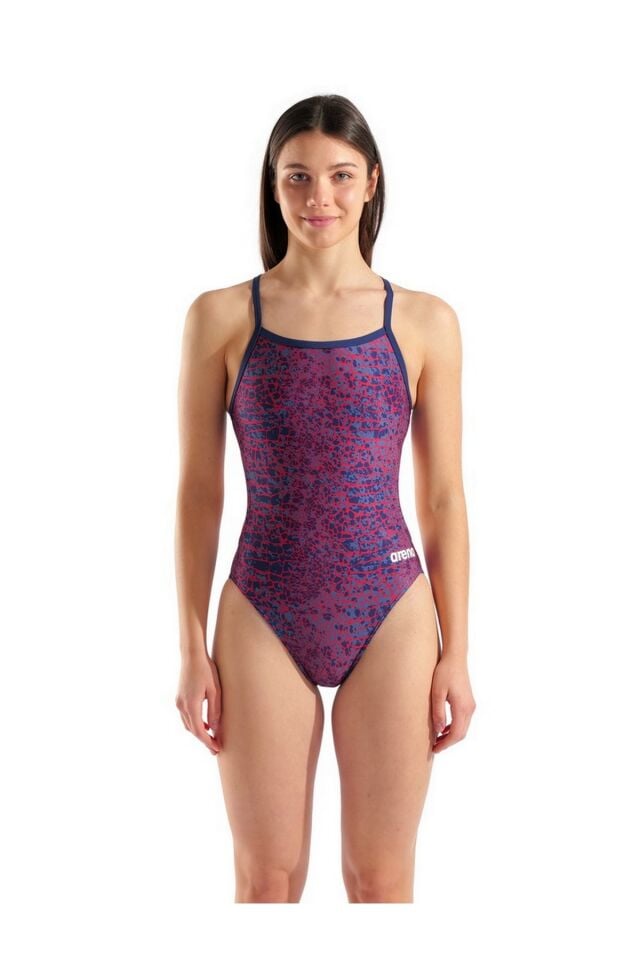 Arena W Snake Skin Swimsuit Challenge Bayan Yüzücü Mayo Lacivert/Kırmızı 010156417