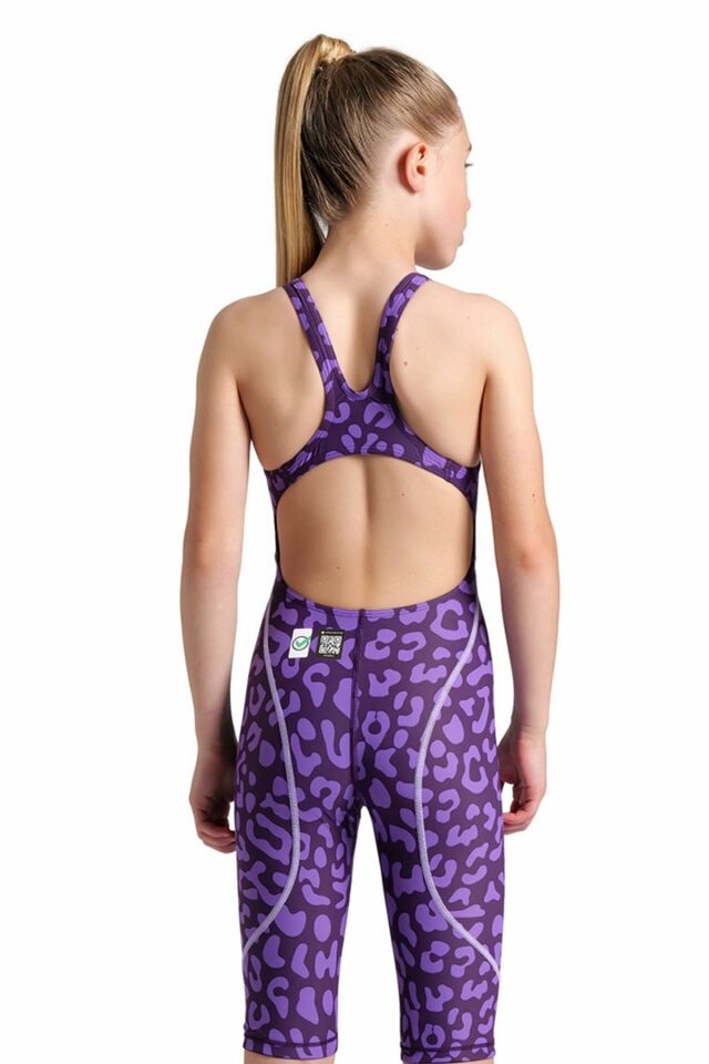 Arena Girls Powerskin ST Next Limited Edition OpenBack Jr Leopard Kız Çocuk Yarış Mayosu 006350877