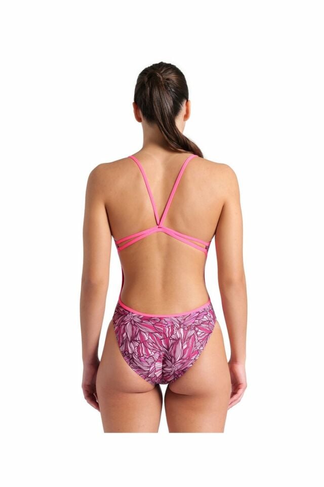 Arena Women's Pink Dahlia Swimsuit Lace Back Bayan Yüzücü Mayo Pembe 008800950
