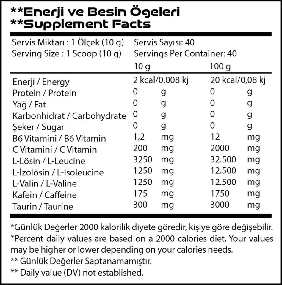 Shock Nutrition BCAA 4:1:1 Yeşil Limon Aromalı 400g 40 Servis