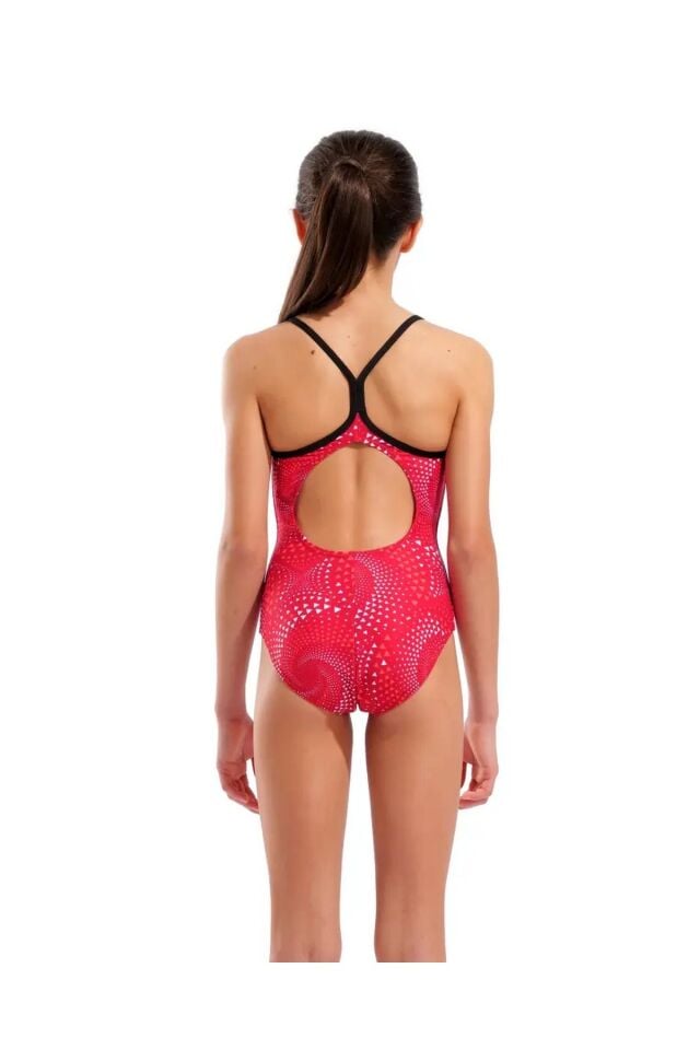 Arena Girl's Fireflow Swimsuit Lightdrop Back Kız Çocuk Yüzücü Mayo Kırmızı/Desenli 010406400