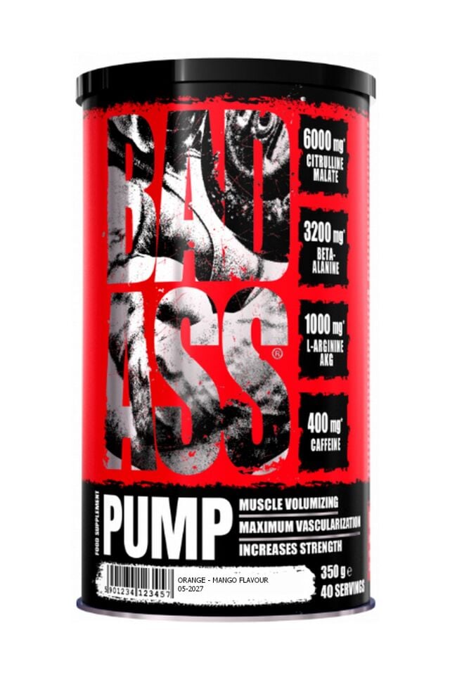 BAD ASS® Pump Pre-Workout Portakal - Mango 350g 40 Servis