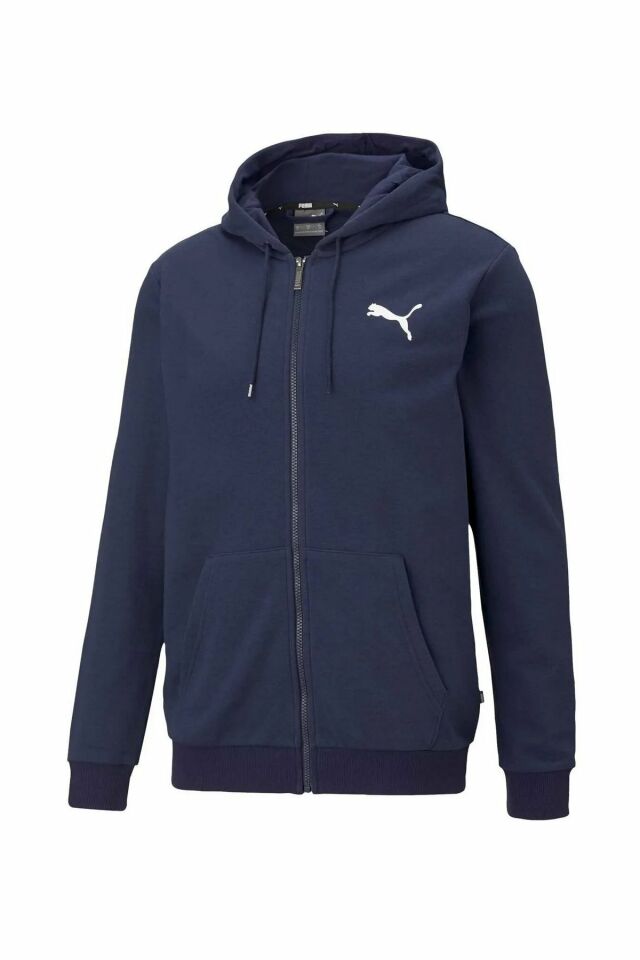 Puma Sportstyle Essentials Small Logo FZ Hoodie Erkek Sweatshirt Lacivert 58670476 2XL