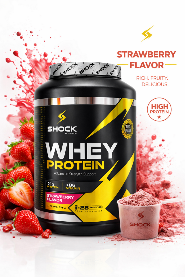 Shock Nutrition Whey Protein Çilek Aromalı 896g 28 Servis