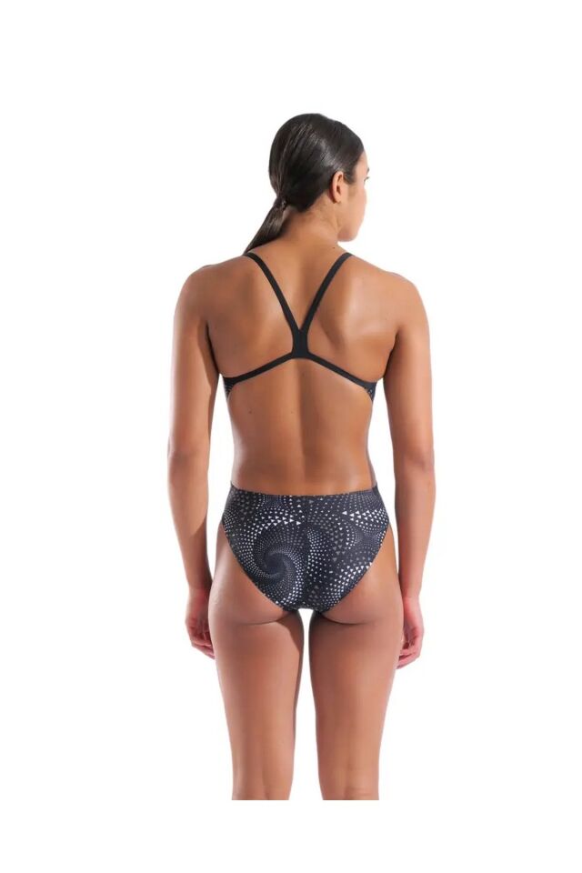 Arena Women's Fireflow Swimsuit Challenge Back Bayan Yüzücü Mayosu Siyah/Desenli 010154500