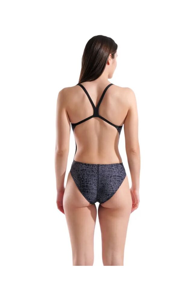 Arena Women's Snake Skin Swimsuit Challenge Bayan Yüzücü Mayo Siyah/Desenli 010156500