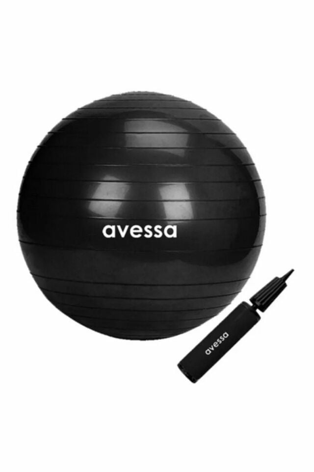 Avessa PLT-65 Pilates Topu Kutulu + Pompa 65 cm Siyah