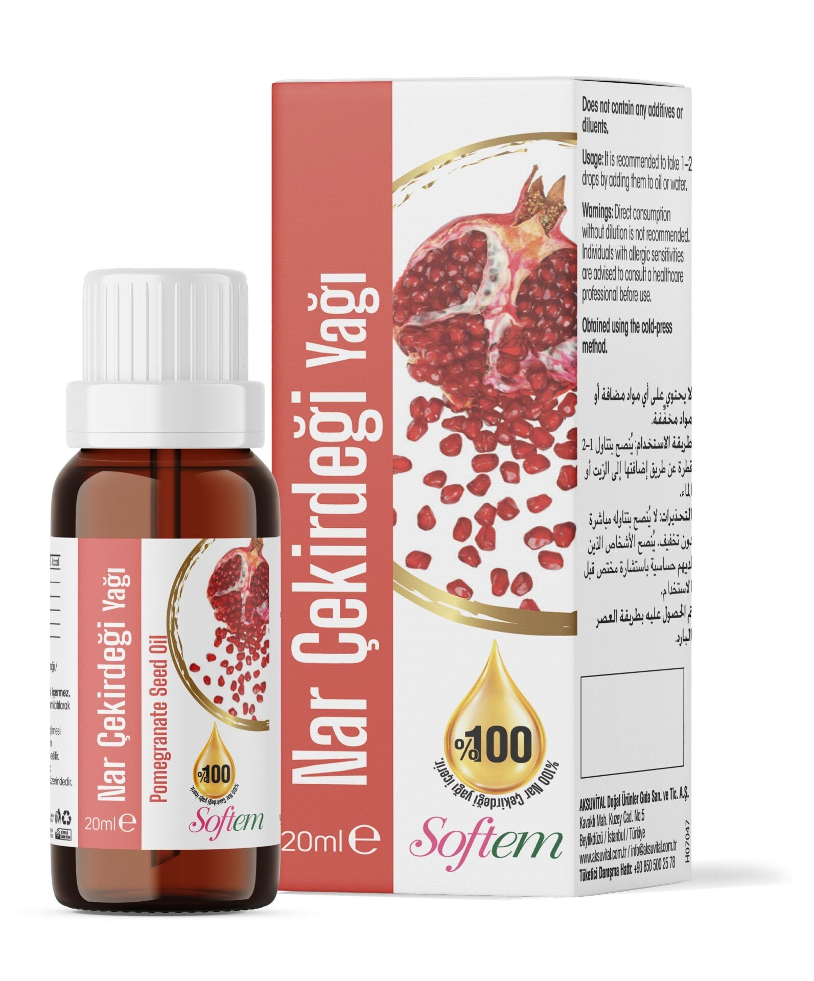 AksuVital Softem Nar Çekirdeği Yağı 20 ml