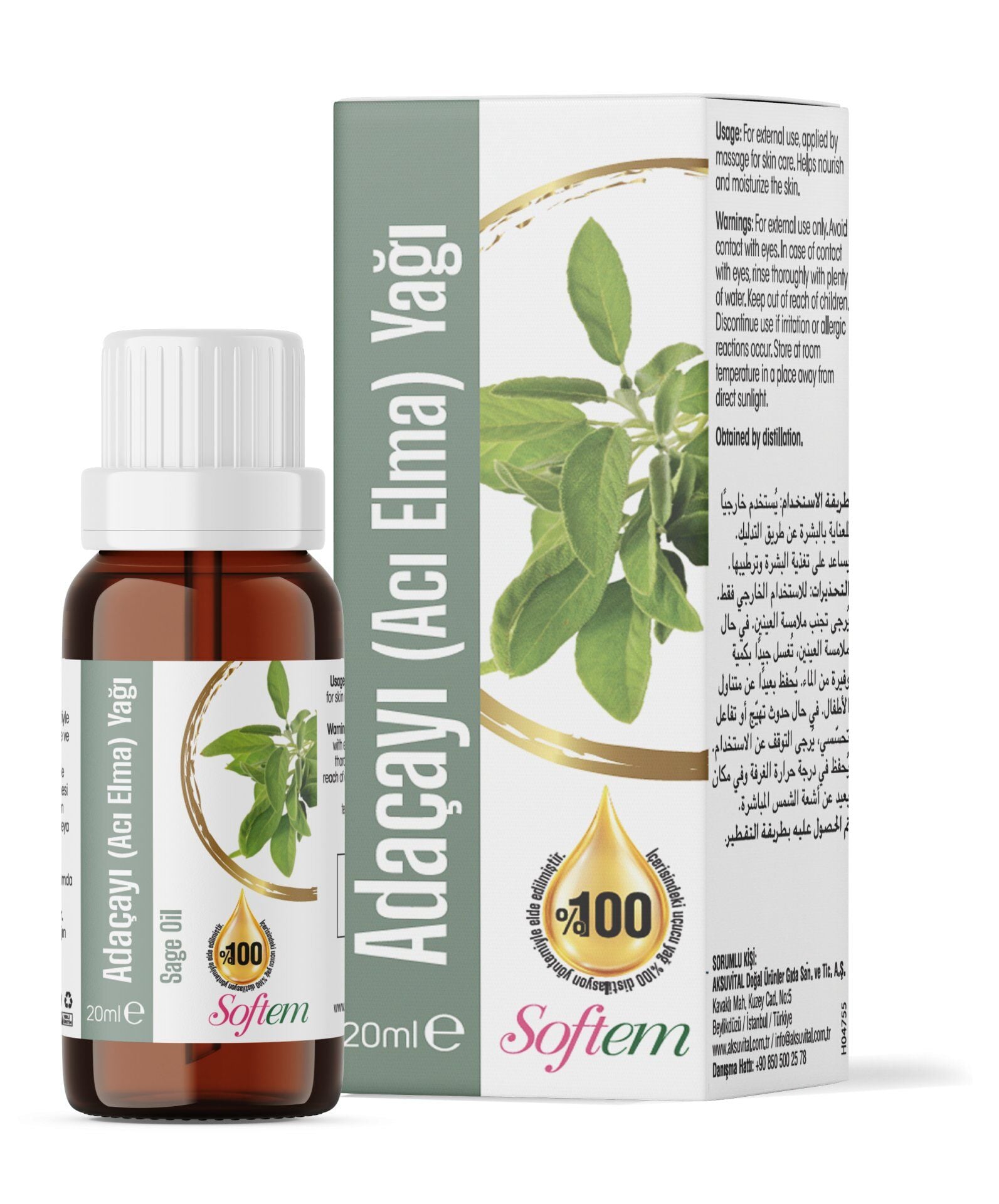 AksuVital Softem Adaçayı (Acı Elma) Yağı 20 ml