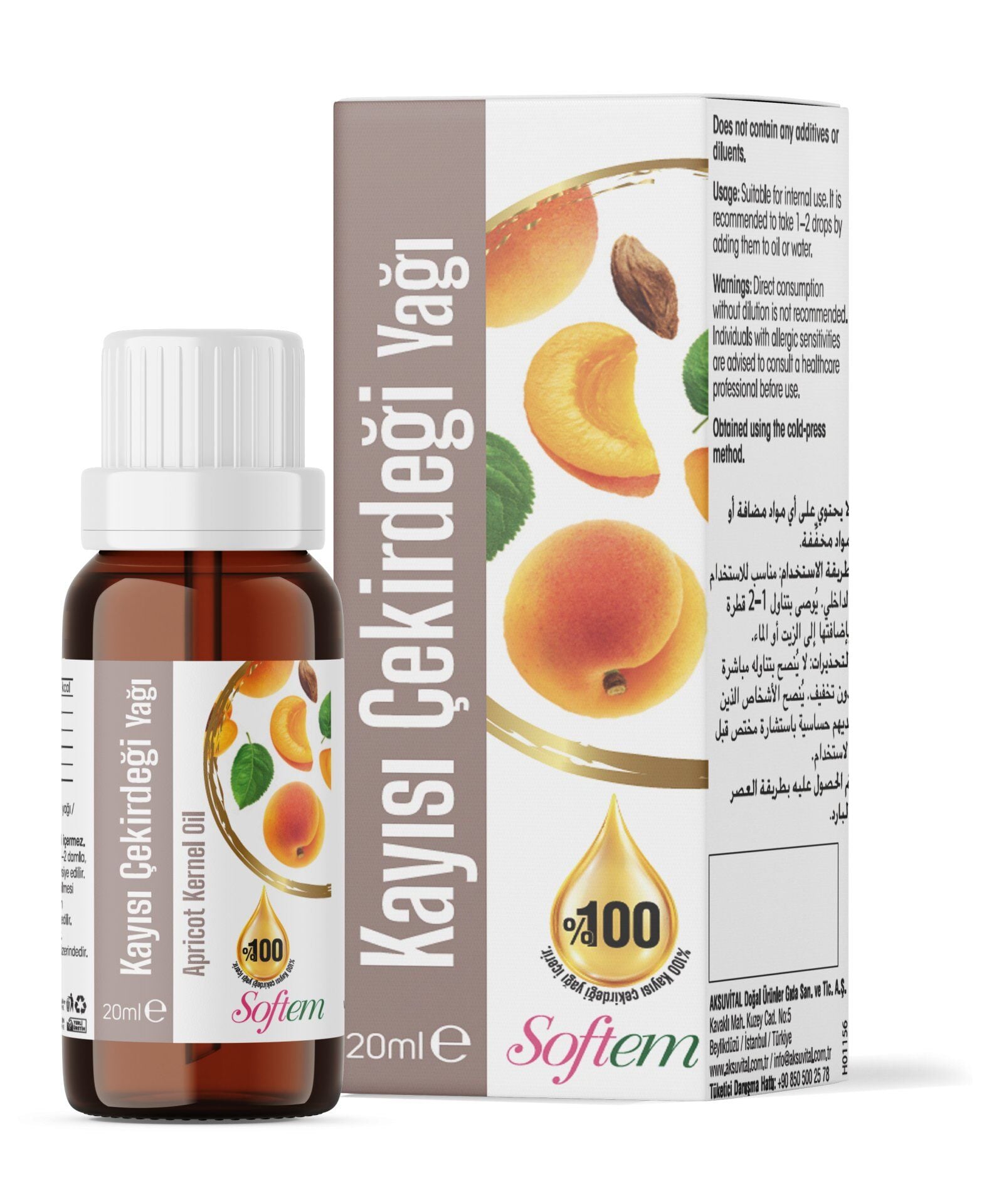 Aksuvital Softem Kayısı Çekirdeği Yağı 20 ml