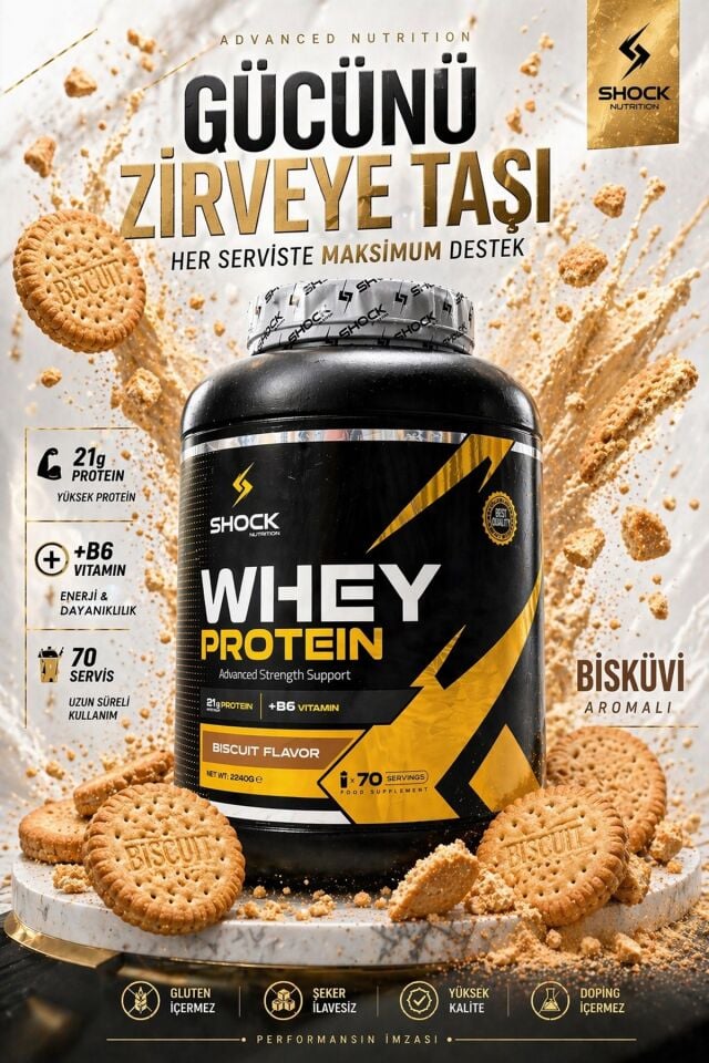 Shock Nutrition Whey Protein Bisküvi Aromalı 2240g 70 Servis