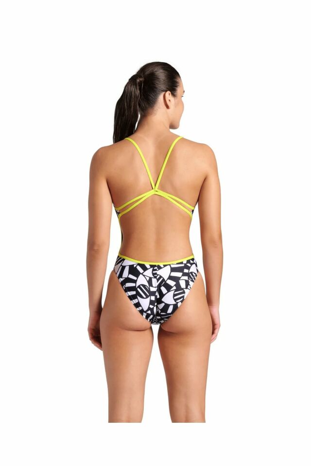 Arena Women's Open Your Eyes Swimsuit Lace Back 38 Beden Bayan Yüzücü Mayo Siyah 008158503-38