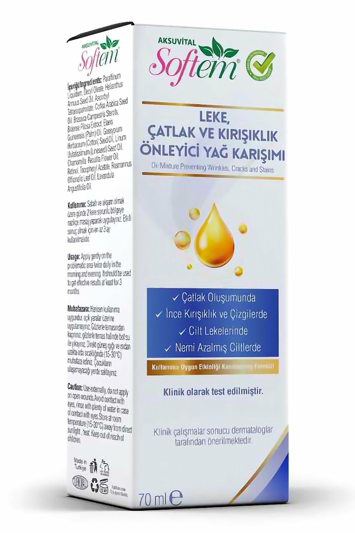 AksuVital Softem Leke Çatlak Kırışıklık Giderici Yağ Karışımı 70ml