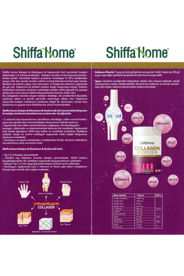 AksuVital Shiffa Home Kolajen Powder Glutatyon & Hyaluronik Asit & C Vitamini 300g 30 Servis