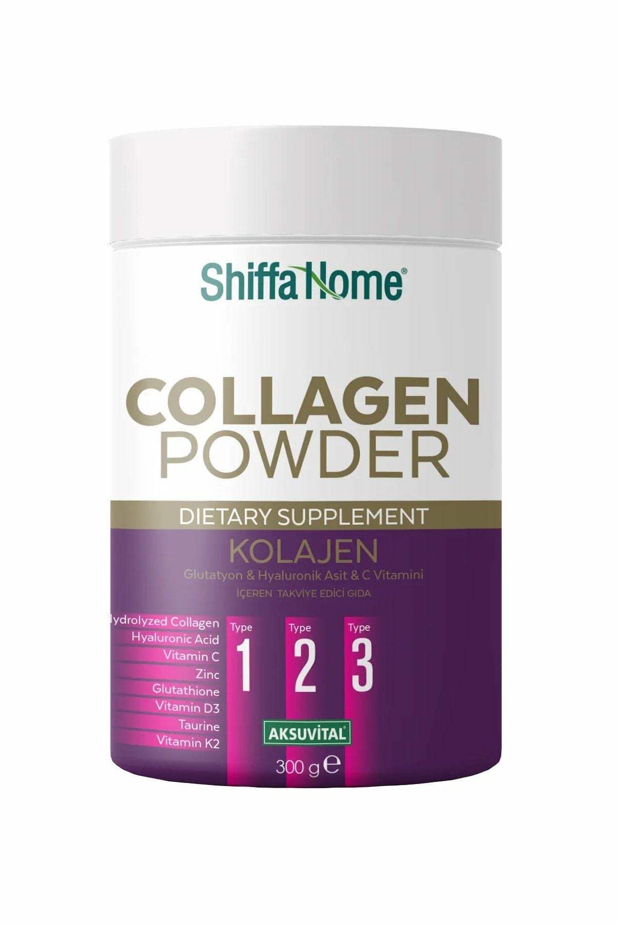 AksuVital Shiffa Home Kolajen Powder Glutatyon & Hyaluronik Asit & C Vitamini 300g 30 Servis