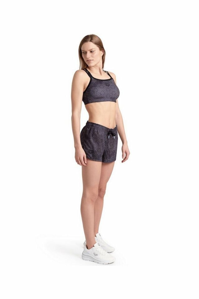 Arena Women's Team Short Allover Bayan Swim Stil Şort Siyah/Desenli 007355510