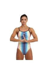 Arena Women's Circle Stripe SwimSuit Lace Back Bayan Yüzücü Mayo Renkli 005927550 38