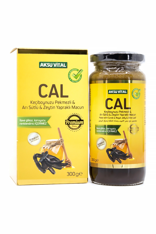 AksuVital CAL Keçiboynuzu Pekmezli Arı Sütlü Zeytin Yapraklı Macun 300g
