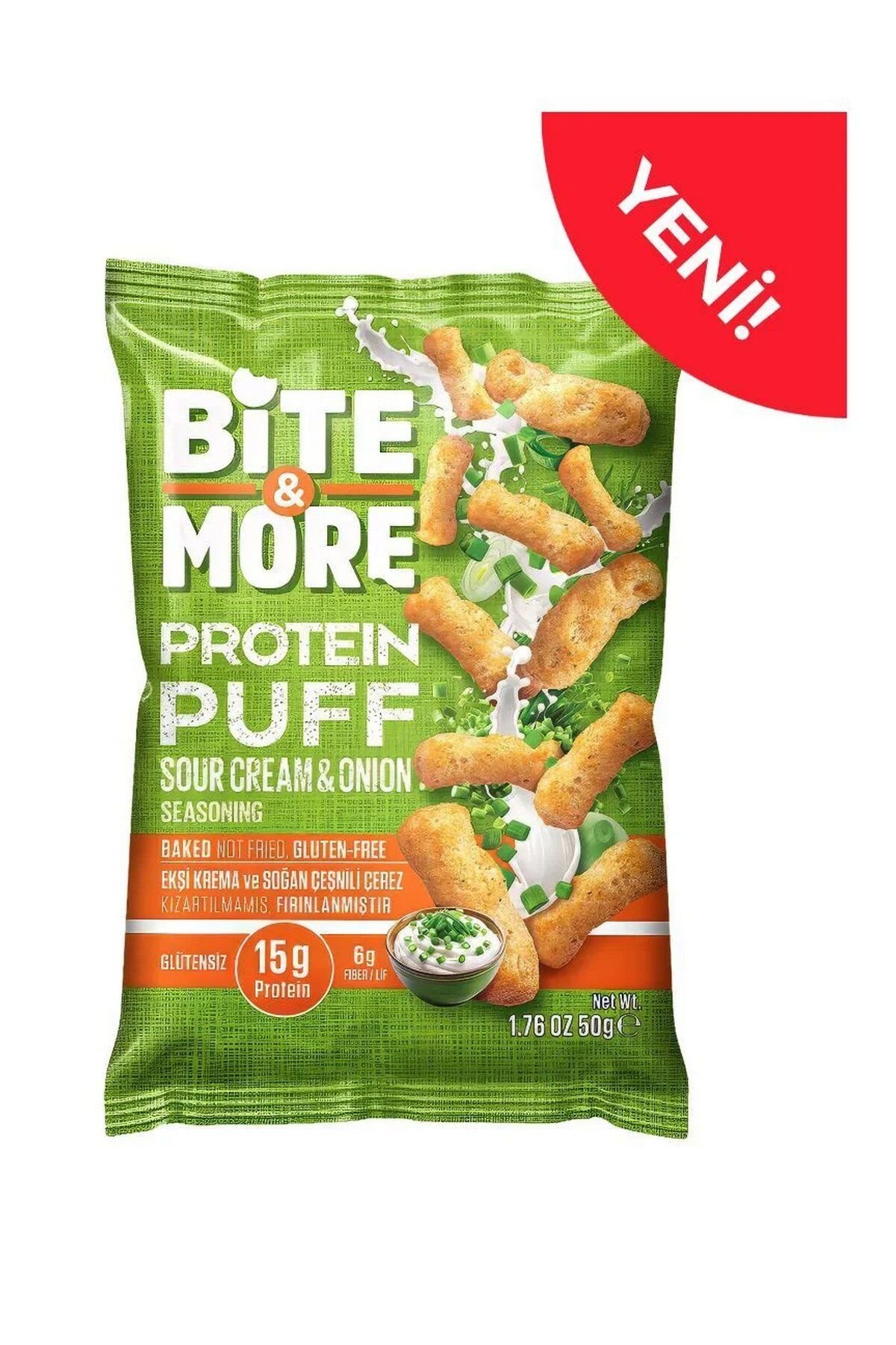 Bite & More Protein Buff Cips Sour Cream & Onion Ekşi Krema ve Soğan Çeşnili 50Gr