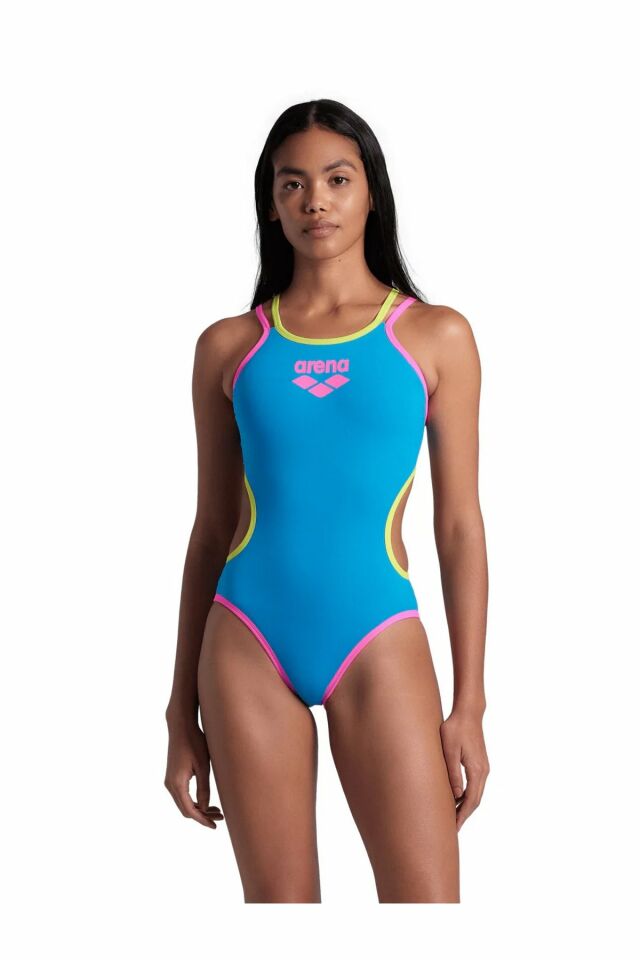 Arena Women's One Double Cross Back One Piece Bayan Yüzücü Mayo Turkuaz 004732809 38