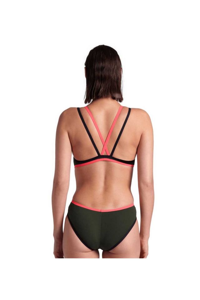 Arena Women's One Double Cross Back One Piece Bayan Yüzücü Mayo Yeşil 004732355