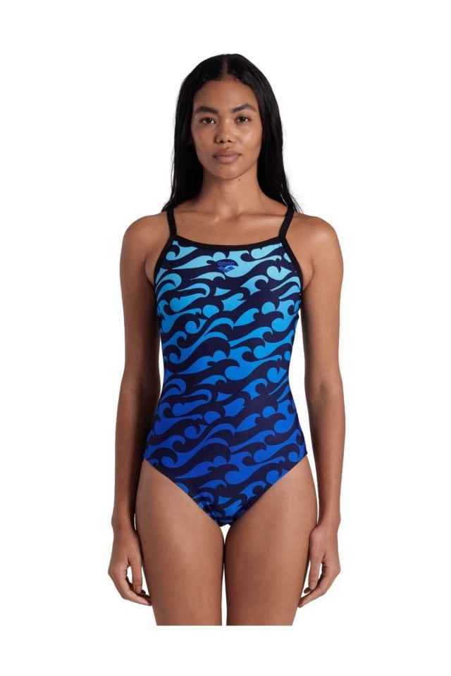 Arena Women's Surfs Up Lightdrop Back Swimsuit Bayan Yüzücü Mayo 38 Beden Siyah 007224850-38