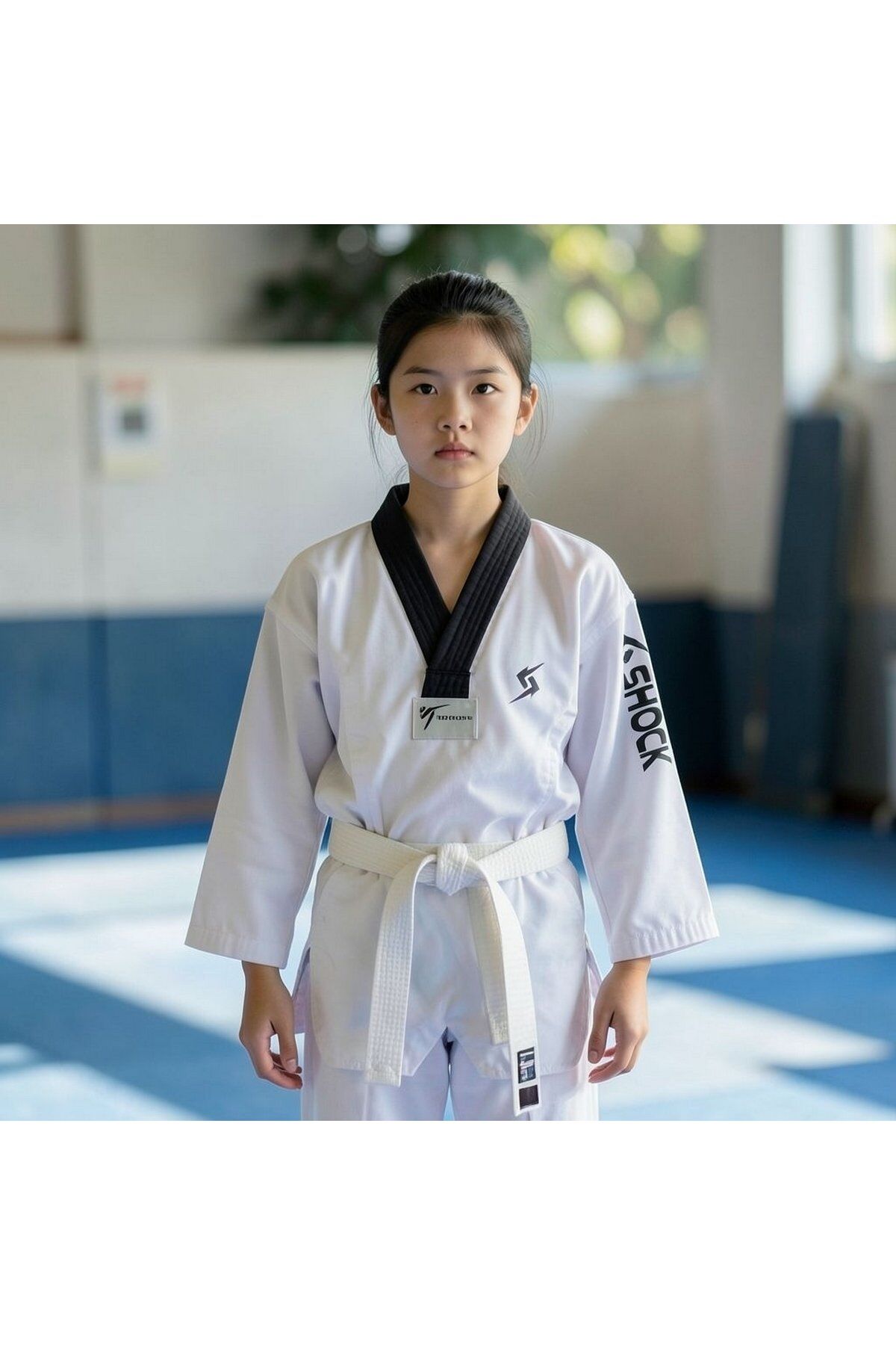 Shock Fight Taekwondo Kıyafeti Fitilli Siyah Yaka 160