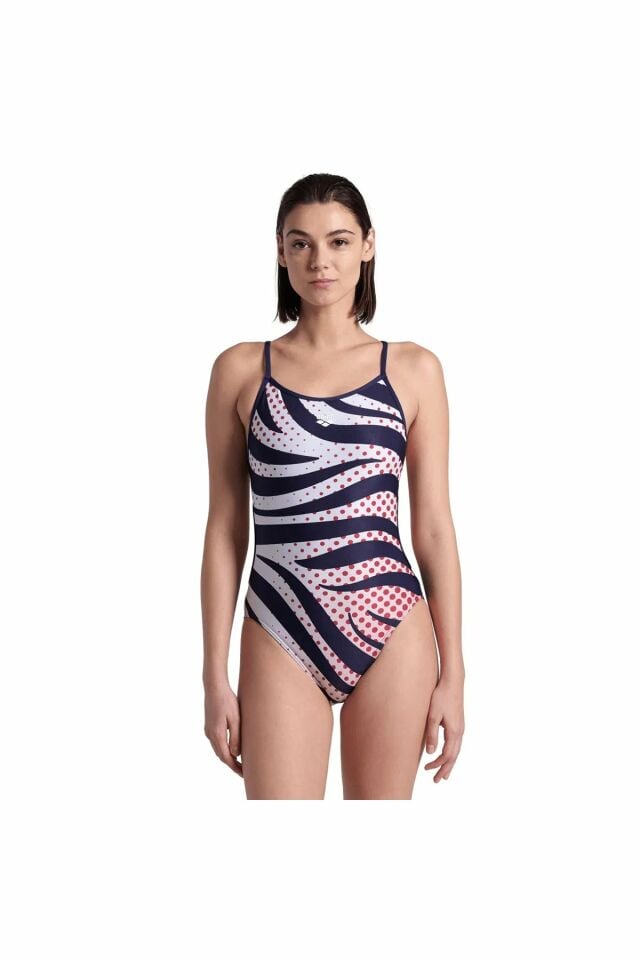Arena Multi Stripes Swimsuitalylace Back Bayan Yüzücü Mayo Lacivert 007158710