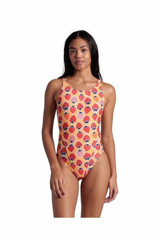 Arena Women's Swimsuit Strawberry Tech Back Bayan Yüzücü Mayo Kırmızı 007157439