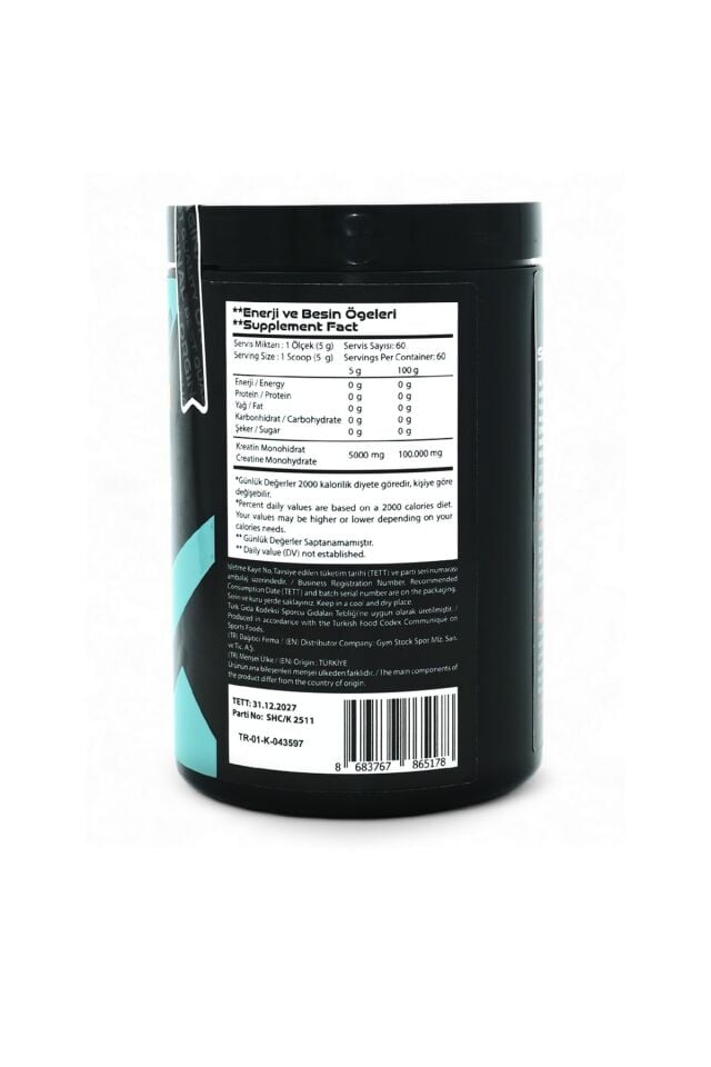 Shock Nutrition Creatine Monohydrate Aromasız 300g 60 Servis