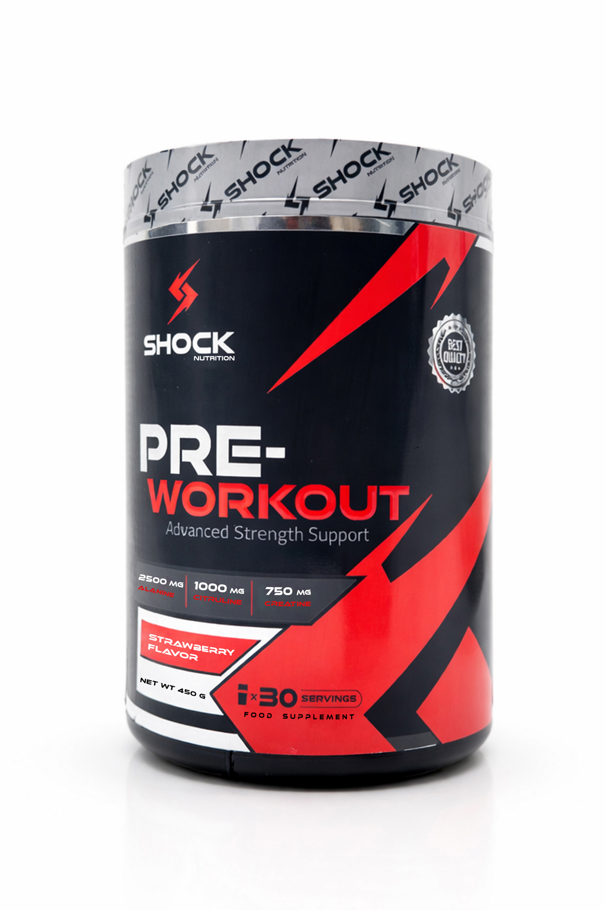 Shock Nutrition Pre Workout Çilek Aromalı 450g 30 Servis