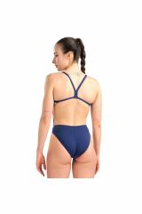 Arena Women's SwimSuit Challenge Back Marbled Bayan Yüzücü Mayo Desenli Mavi 005562770 36