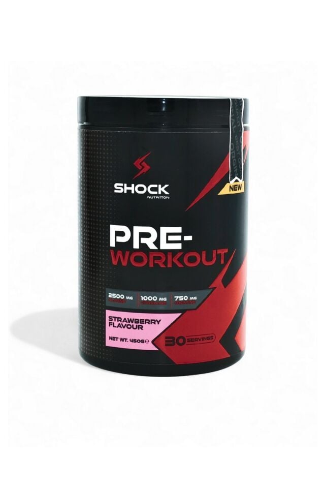 Shock Nutrition Pre Workout Çilek Aromalı 450g 30 Servis