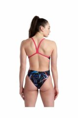 Arena Women's SwimSuit Challenge Back Allover Bayan Yüzücü Mayo Desenli Siyah 005557550 34