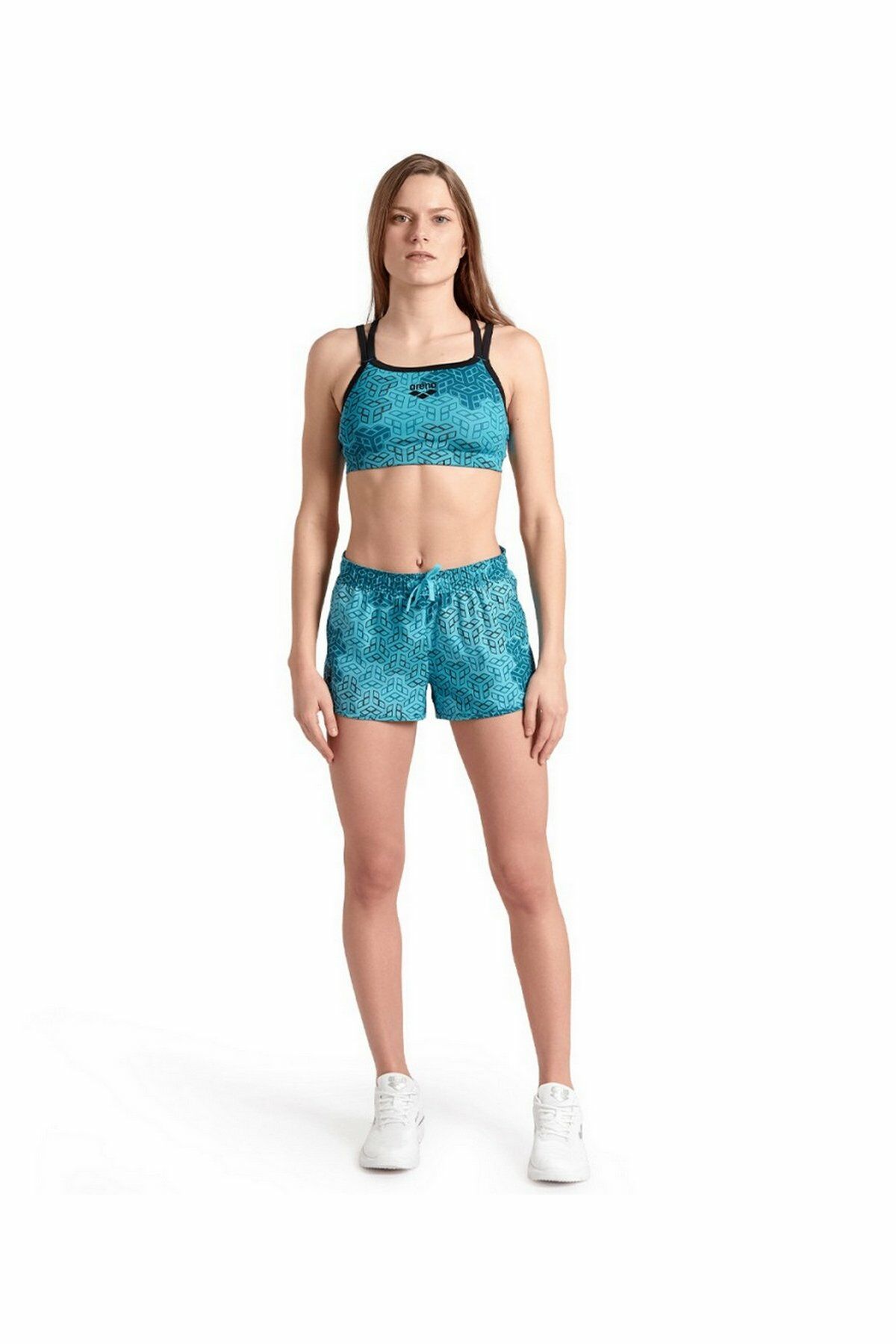 Arena Women's Team Short Allover Bayan Swim Stil Şort Mavi/Desenli 007355810