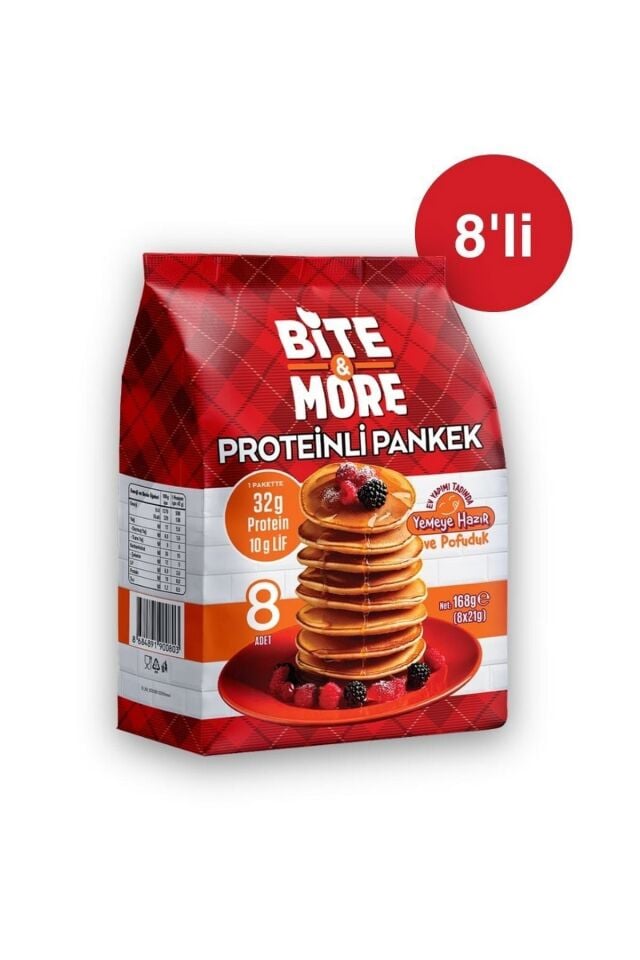 Bite & More Kahvaltılık Protein Pankek 168g (8'li Paket)