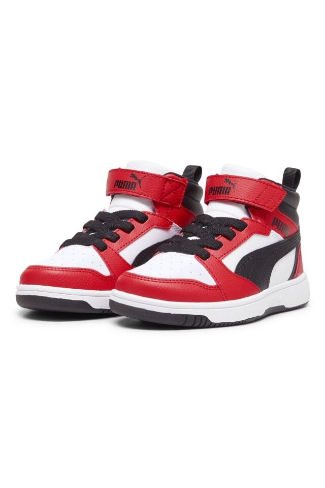 Puma Rebound V6 Mid AC+ PS Unisex Çocuk Ayakkabı Kırmızı/Siyah 39383203