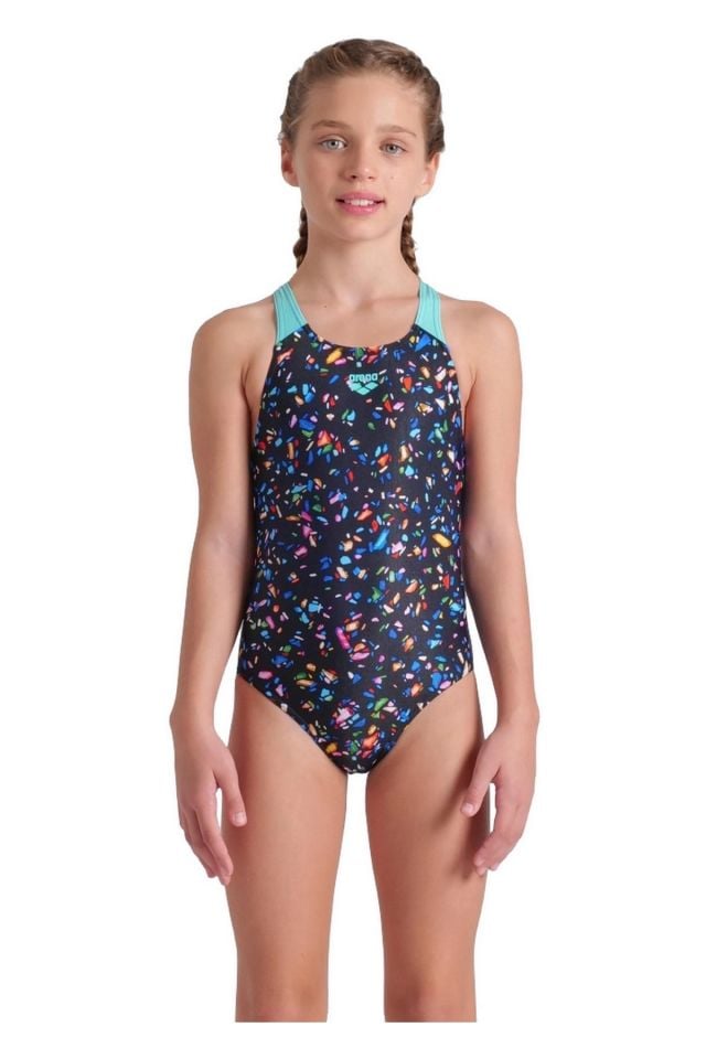 Arena Girl's Arena Confetti Swimsuit Swim Pro Back Kız Çocuk Yüzücü Mayo Siyah 009089550