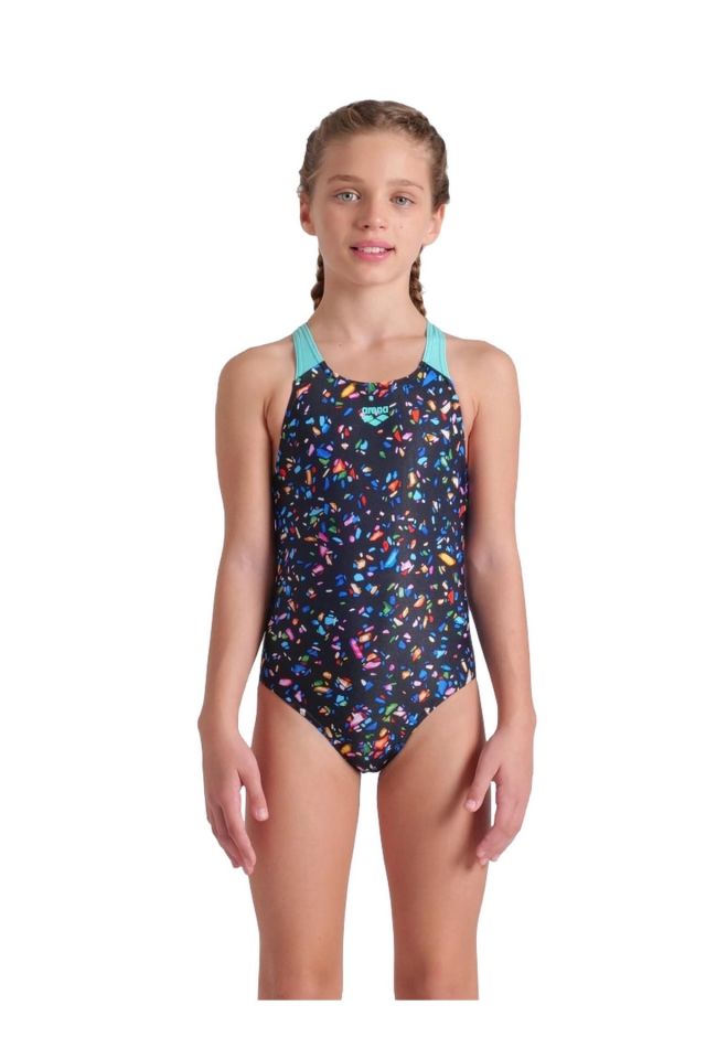 Arena Girl's Arena Confetti Swimsuit Swim Pro Back Kız Çocuk Yüzücü Mayo Siyah 009089550 8-9