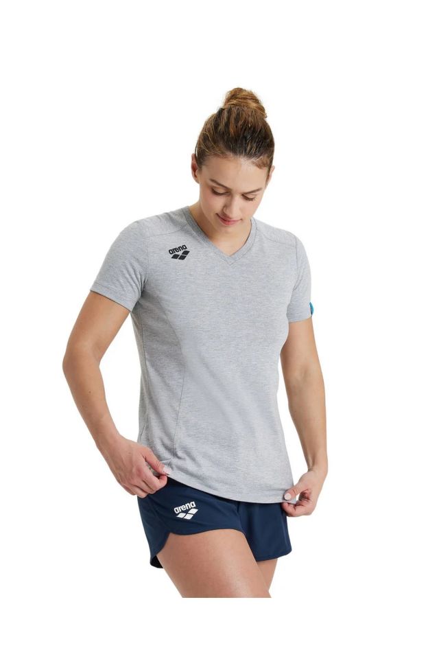 Arena Women's Team T-shirt Panel Bayan Günlük Stil Tişört Gri 004892550