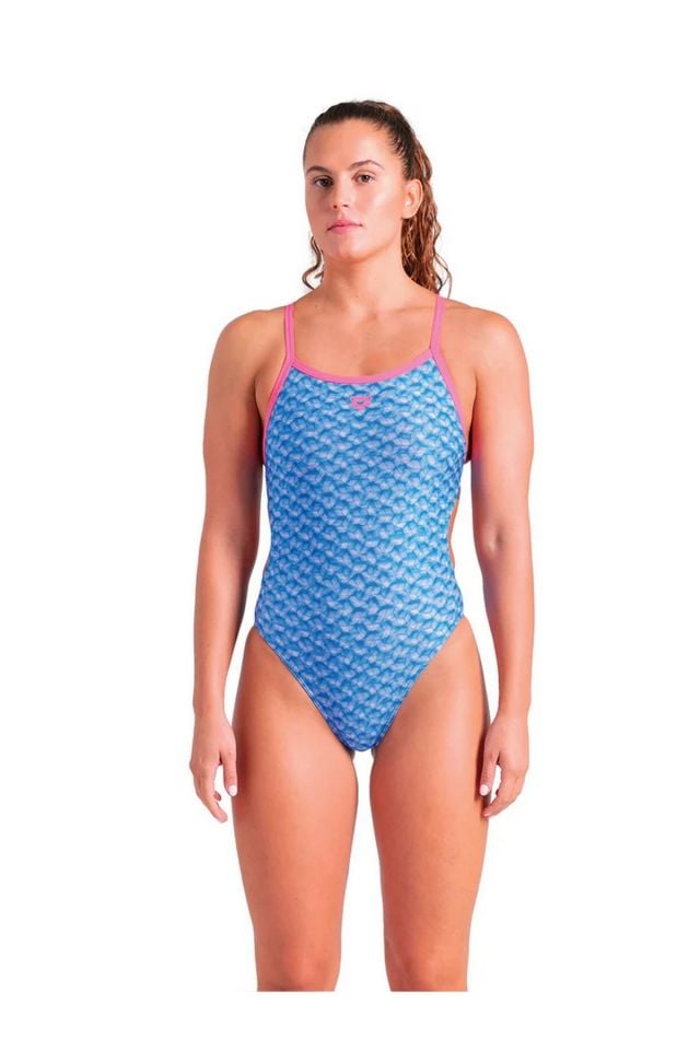 Arena Women's Arena Monogram Swimsuit Challenge Back Bayan Yüzücü Mayo Mavi 008946890