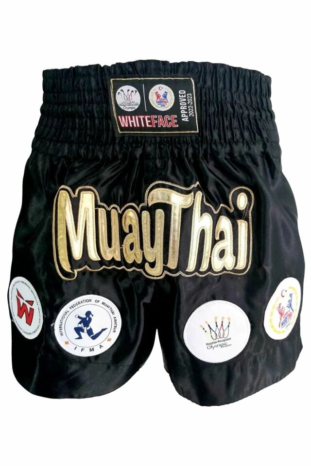 Whiteface Muay Thai  Müsabaka Şortu Siyah M