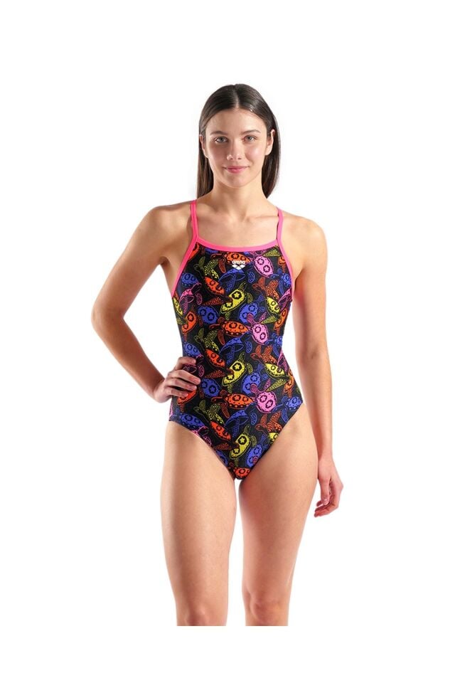 Arena Women's Sea Turtles Swimsuit Lightdrop Back Bayan Yüzücü Mayo Siyah/Desenli 010221509