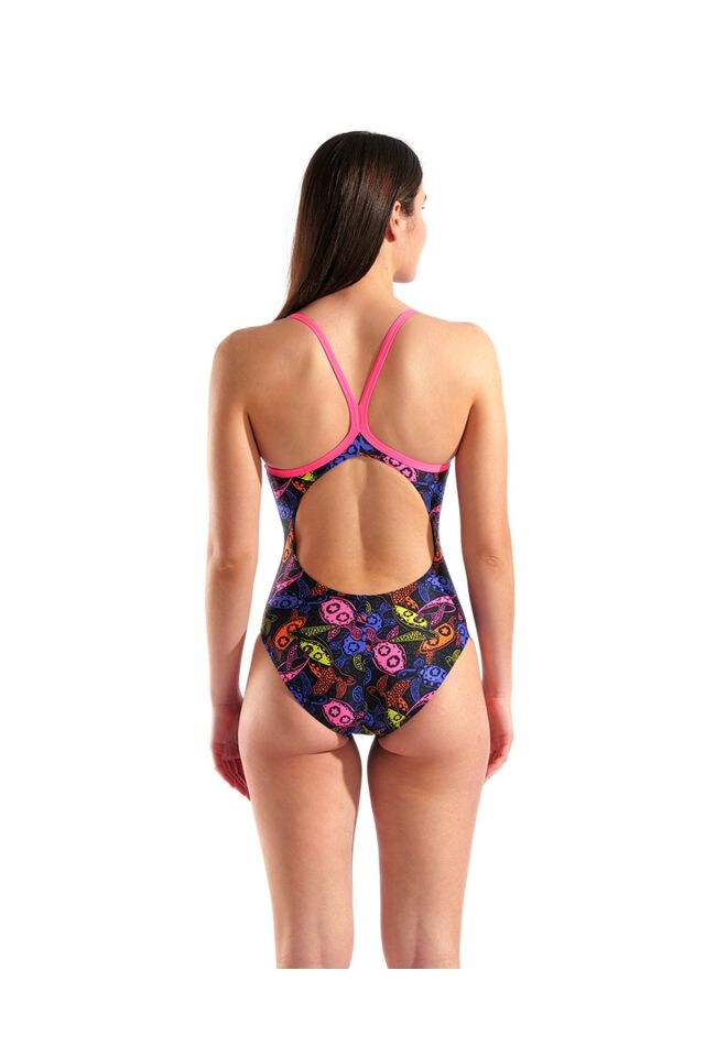 Arena Women's Sea Turtles Swimsuit Lightdrop Back Bayan Yüzücü Mayo Siyah/Desenli 010221509