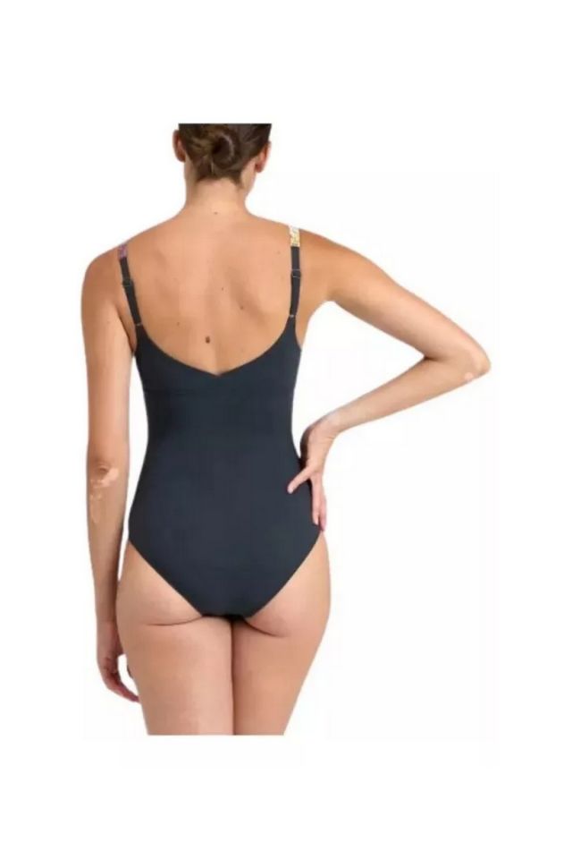 Arena Women's BodyLift SwimSuit Paola Wing Back One Piece Bayan Yüzücü Mayo K.Gri/Renkli 38 Beden 006032510