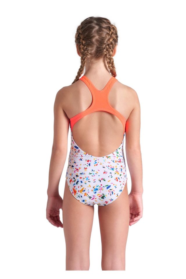 Arena Girl's Arena Confetti Swimsuit Swim Pro Back Kız Çocuk Yüzücü Mayo Beyaz 009089750