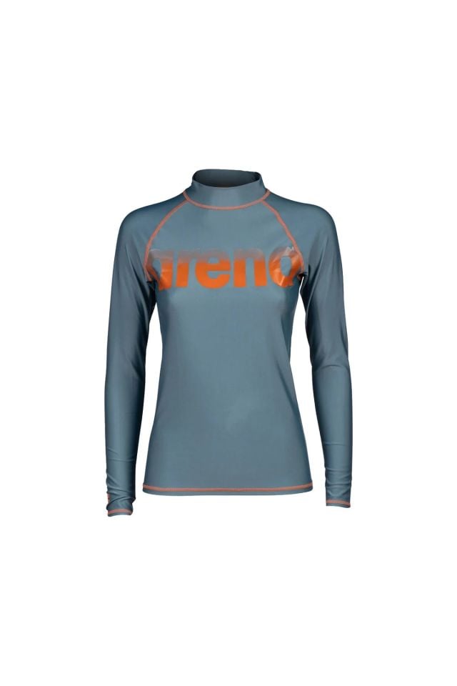 Arena Women's Rash Vest L/S Graphic Bayan Güneş Korumalı Tişört Gri S Beden 006289530