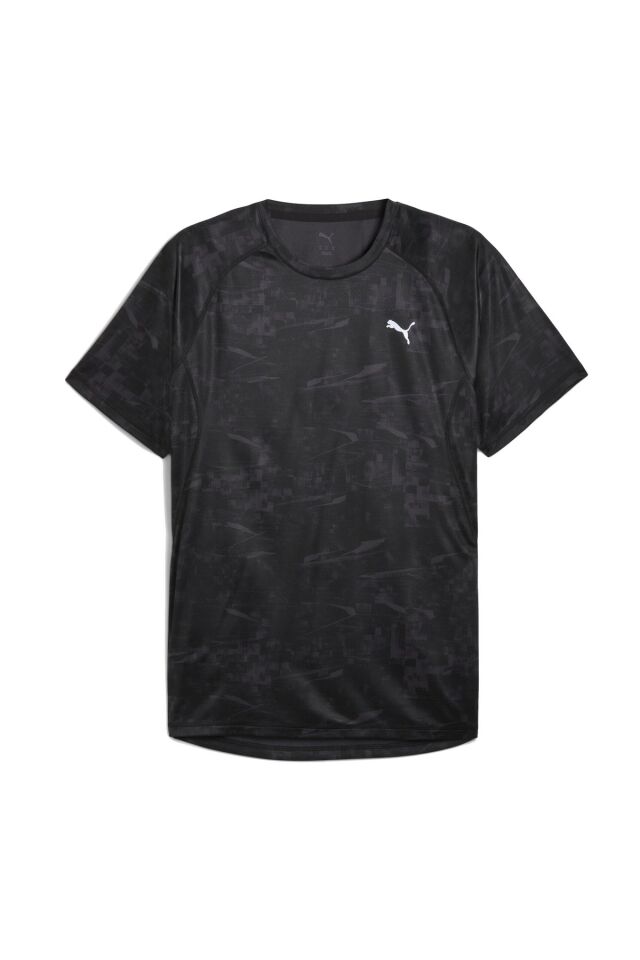 Puma M Run Velocity AOP Tee Erkek K.Kol Tişört Desenli/Siyah 52760301